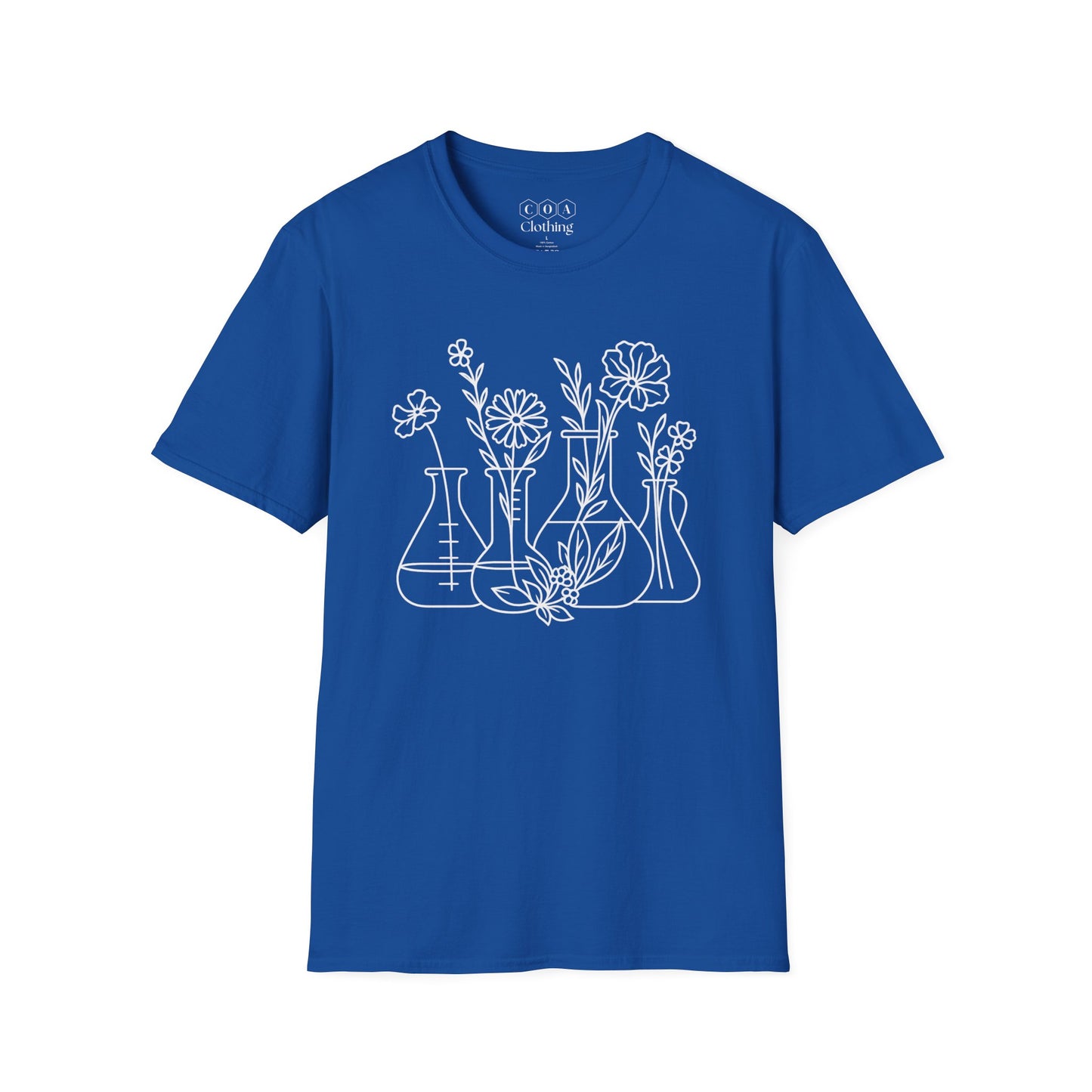 Minimalistic Beaker With Flowers T-shirt